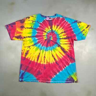 VINTAGE Tye Dye Spiral Multicolor Blank T-Shirt sz XL Adult