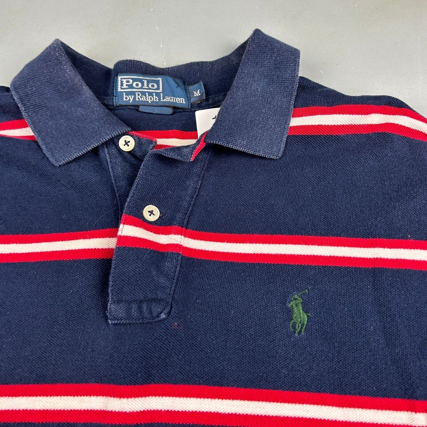 VINTAGE Ralph Lauren Striped Polo Shirt sz Medium Adult