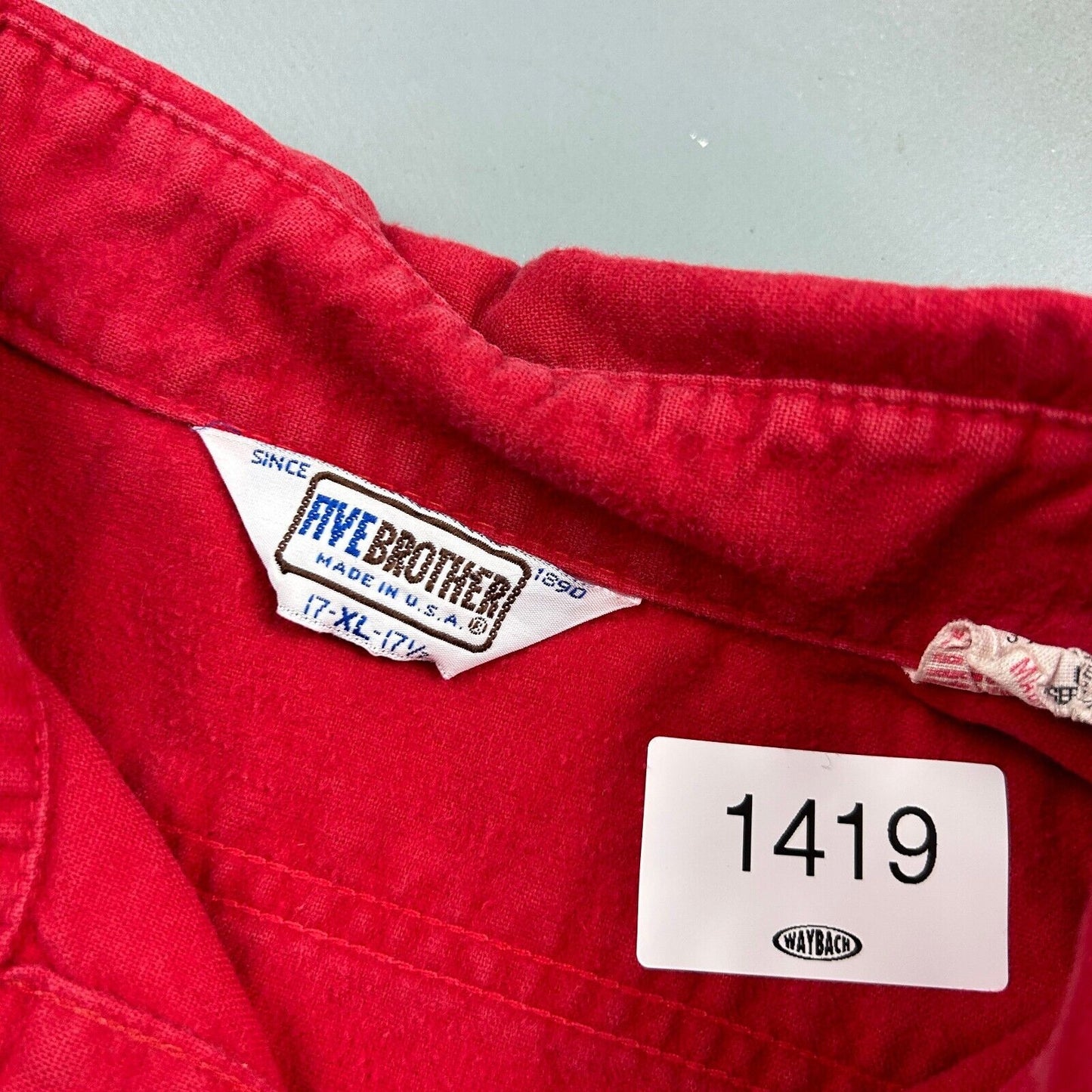 VINTAGE 90s Five Brother Red Chamois Cloth Button Up Shirt sz XL Adult