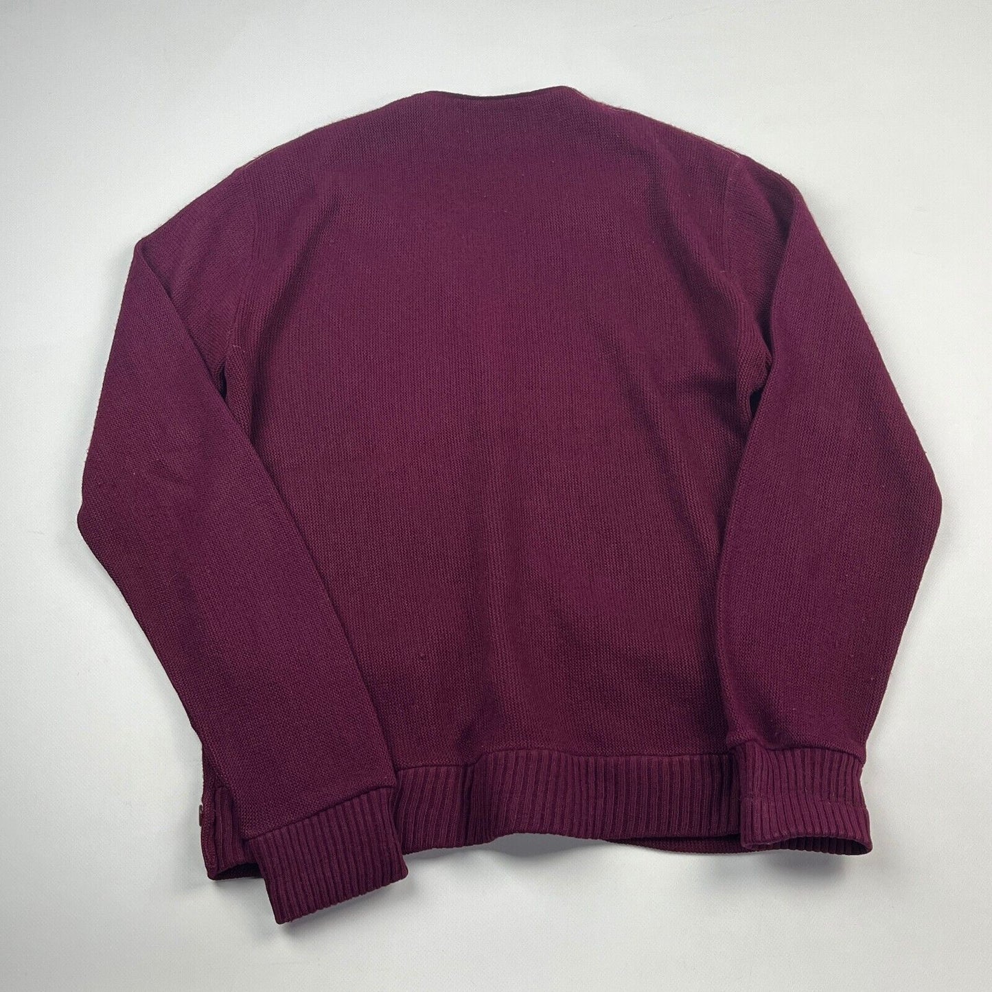 VINTAGE 90s Blank Maroon Knit Cardigan Sweater sz Medium Men