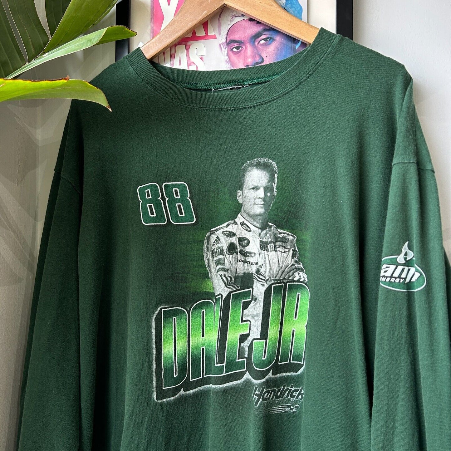 VINTAGE | Amp Energy Racing Dale Jr #88 Green Long Sleeve T-Shirt sz XXL Adult