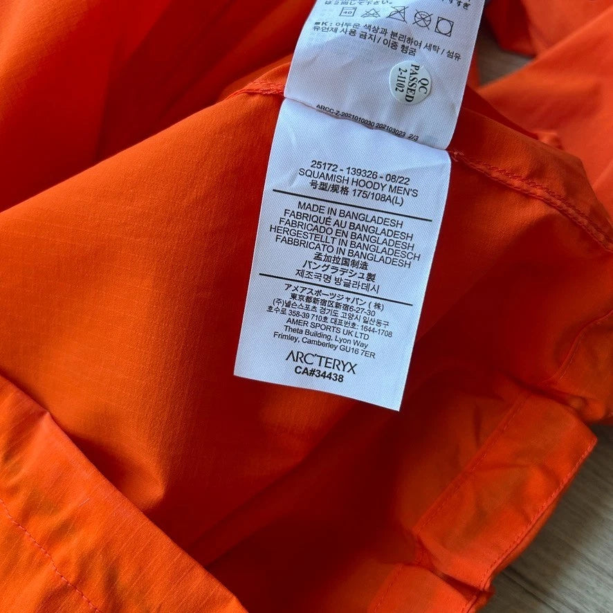ARC'TERYX | Orange Squamish Hoody Shell Jacket sz L
