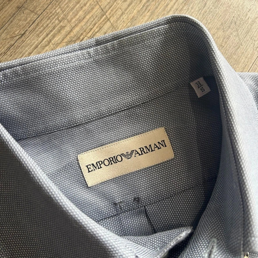 1990s Emporio ARMANI | Vintage Sharkskin Oxford Button Down Shirt sz M 38-15