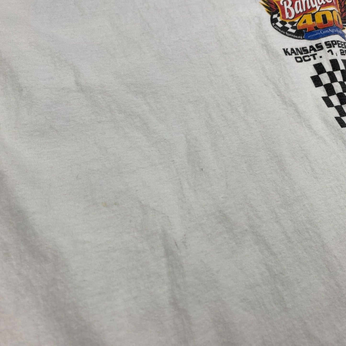 VINTAGE Nascar Kansas Speedway Racing White T-Shirt sz XXL Men