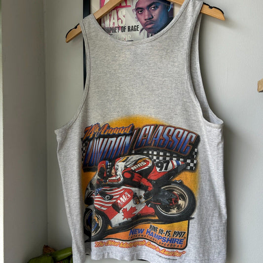VINTAGE 90s | Loudon Classic Motorcycle Race Tank Shirt sz M