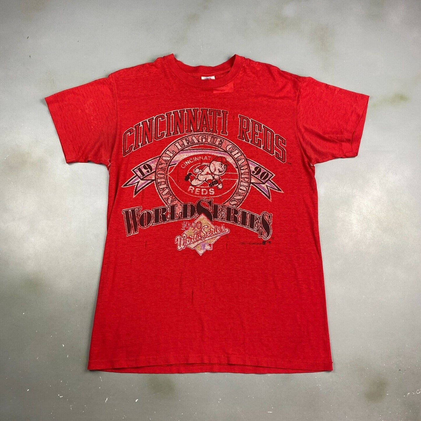 VINTAGE 90s World Series Cincinnati Reds MLB Baseball T-Shirt sz M Men Adult
