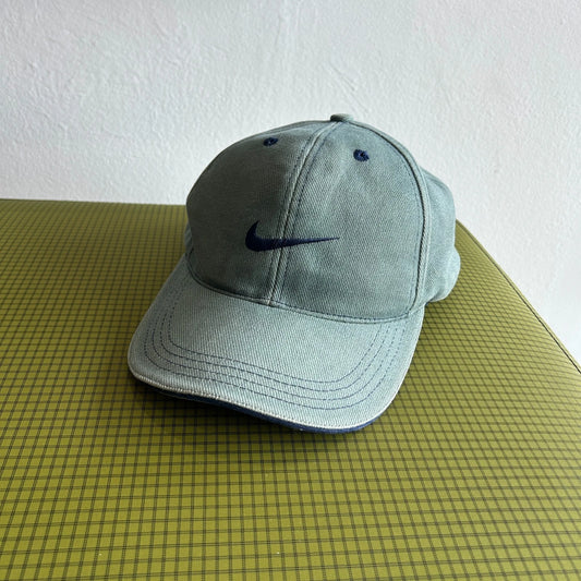 1990s | NIKE Swoosh Washed Green Contrast Stitch SnapBack Hat sz OS