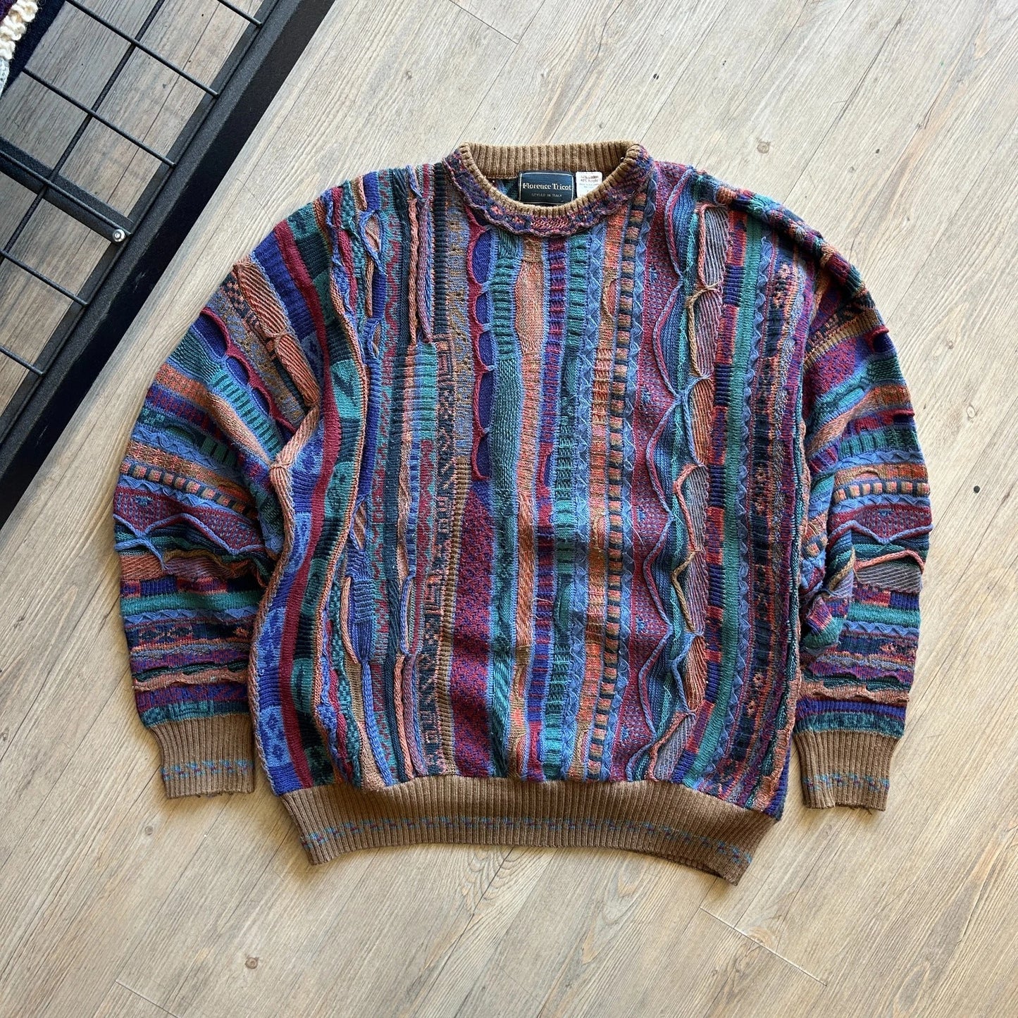 VINTAGE 90s | Florence Tricot Coogi Style 3D Knit Sweater sz L/XL