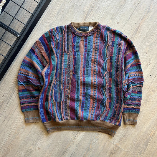 VINTAGE 90s | Florence Tricot Coogi Style 3D Knit Sweater sz L/XL