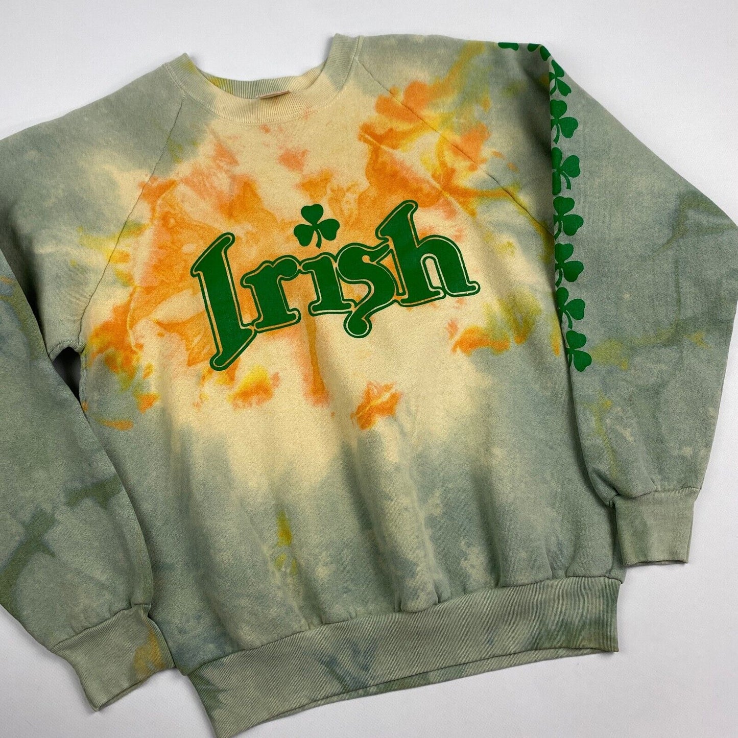 VINTAGE 90s Irish Tye Dye Crewneck Sweater sz Small Men