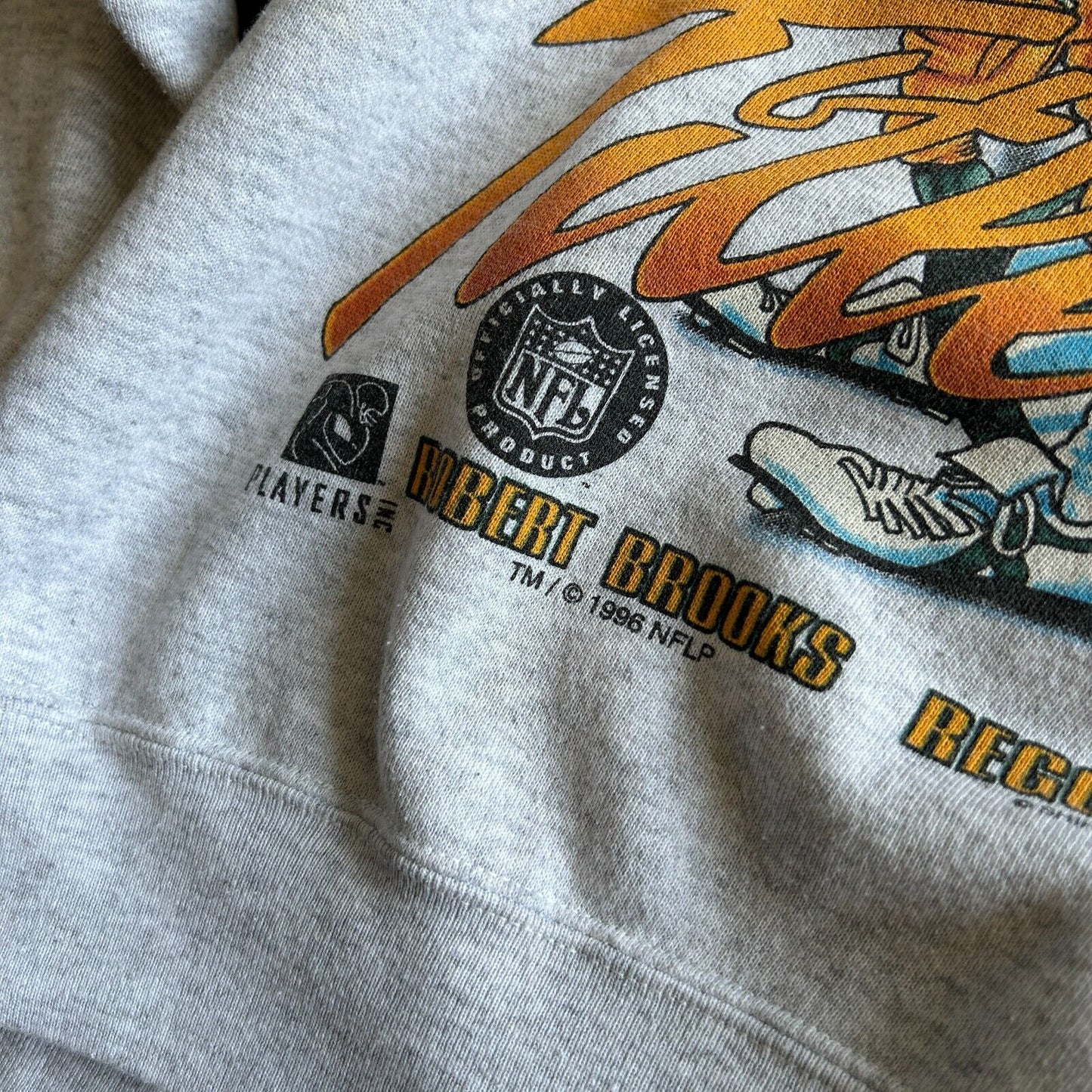 VINTAGE 90s | Green Bay Packers Title Town Players Illustration Sweater sz L