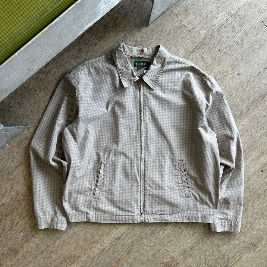 VINTAGE 90s | J.Crew Plaid Check Cotton Canvas Harrington Jacket sz L