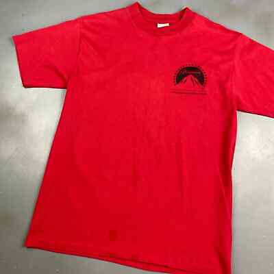 VINTAGE 90s Paramount Communications Company Red T-Shirt sz Large Adult