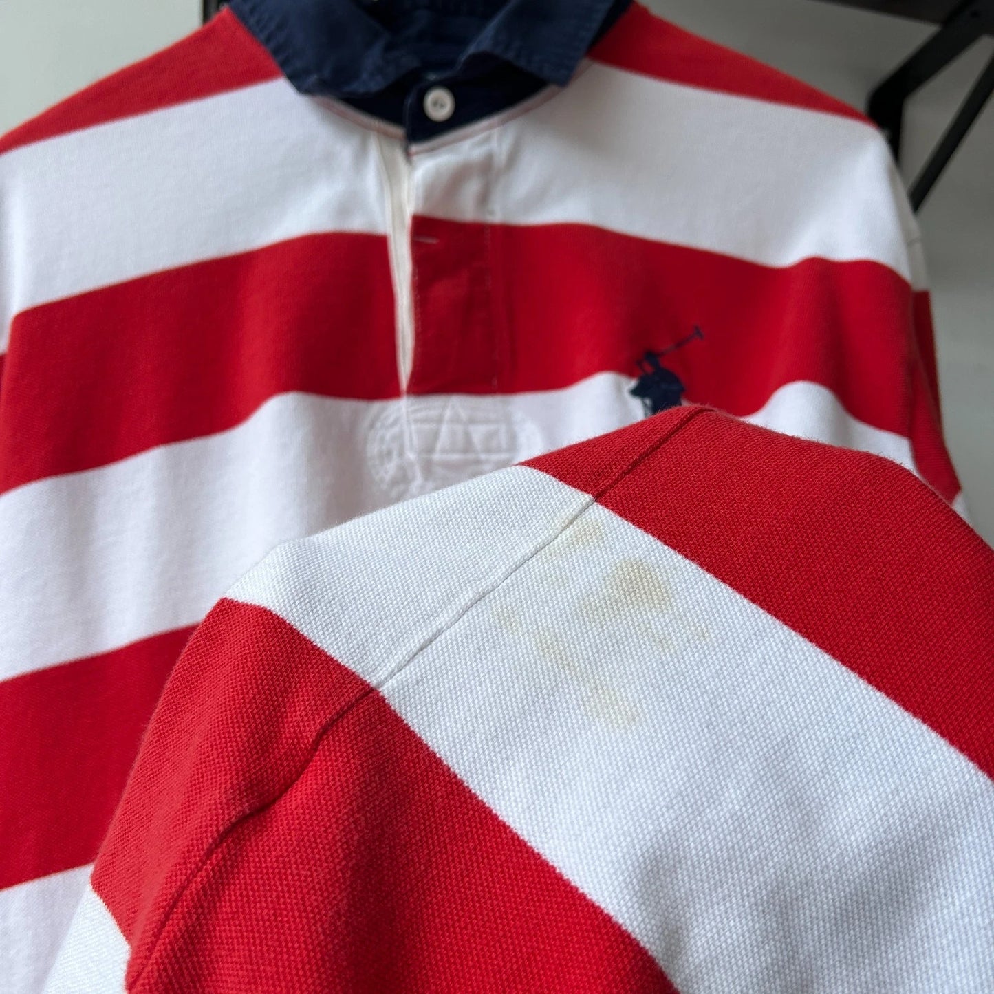 VINTAGE Y2k | Ralph Lauren Big Pony #3 Striped Polo Shirt sz L