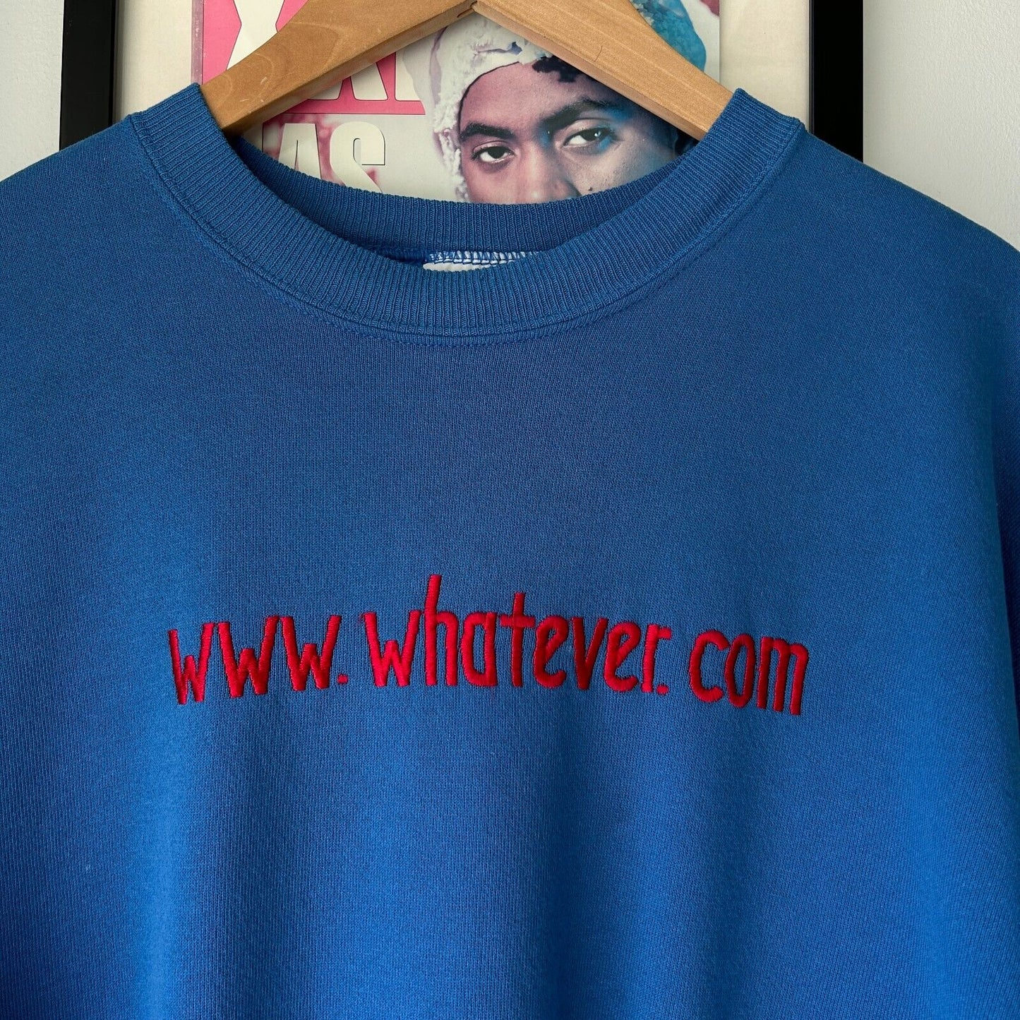 VINTAGE 90s | Whatever.com Blue Crew Sweater sz XL