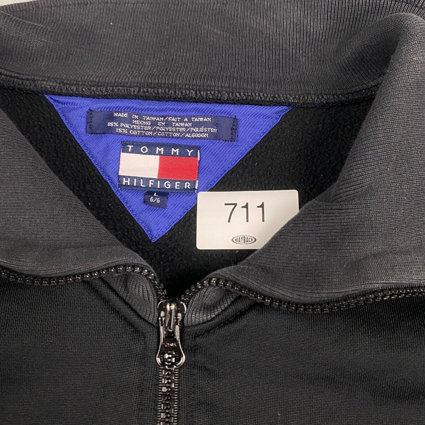 VINTAGE Tommy Hilfiger Athletic Gear Full Zip Black Sweater sz Large Mens Adult