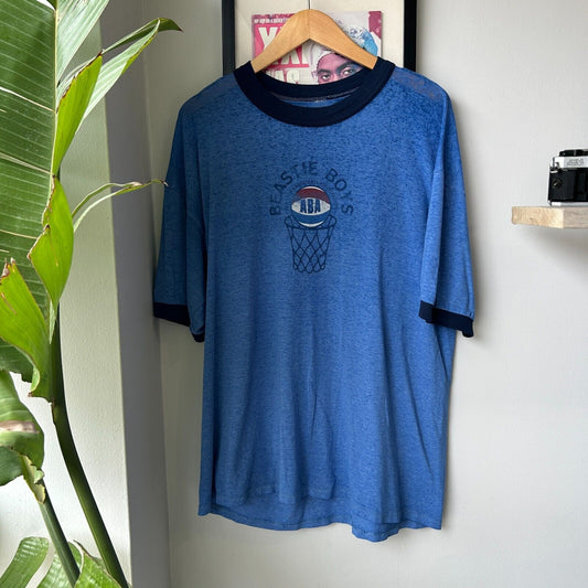 VINTAGE 80s | Beastie Boys Basketball Ringer T-Shirt sz L Adult