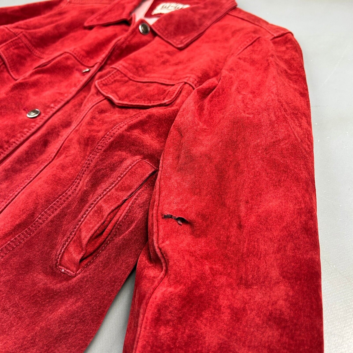 VINTAGE | W2W Over Dyed Red Suede Trucker Jacket sz S-M Adult