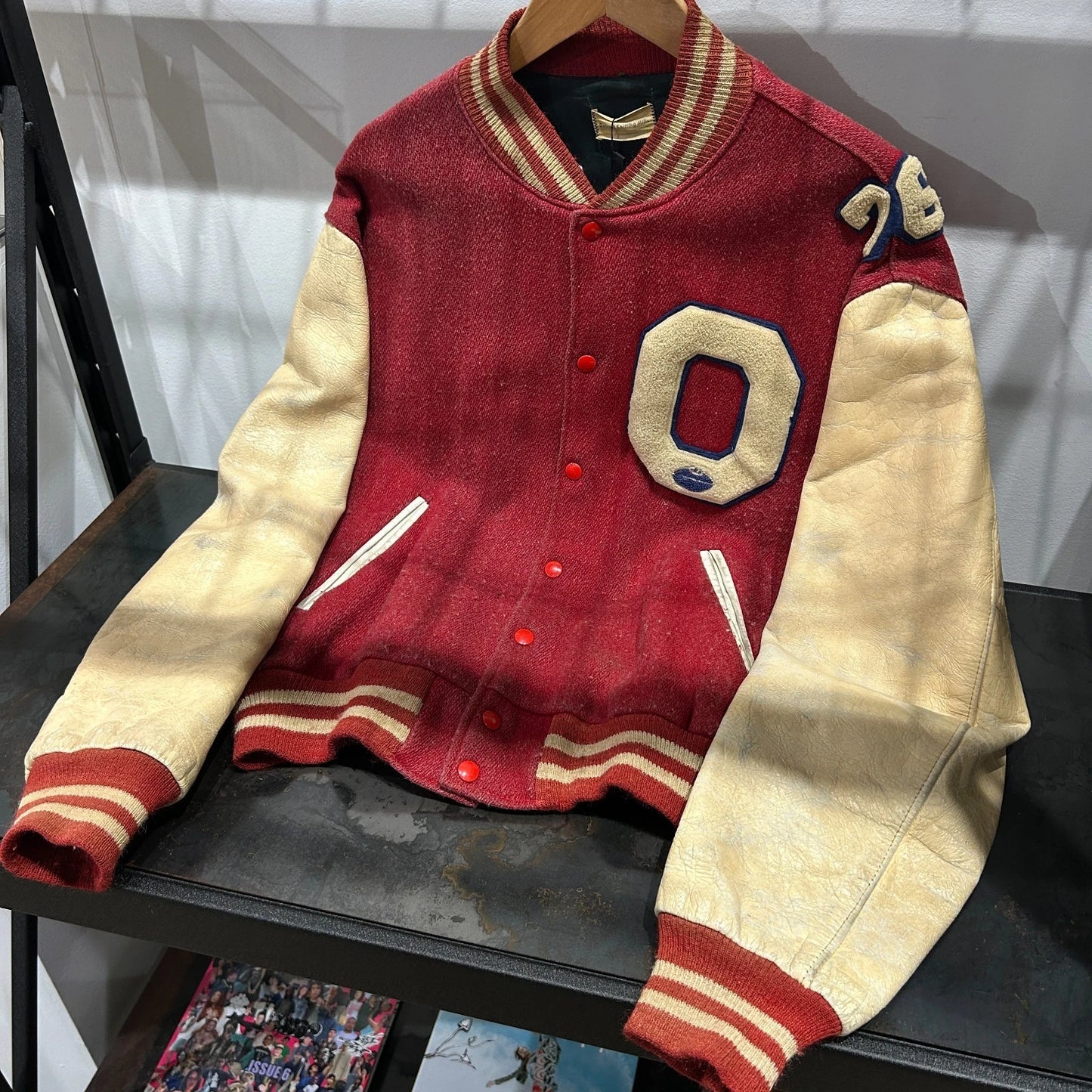 VINTAGE 1976 | Knights Chain Stitched Faded Letterman Varsity Bomber Jacket sz L
