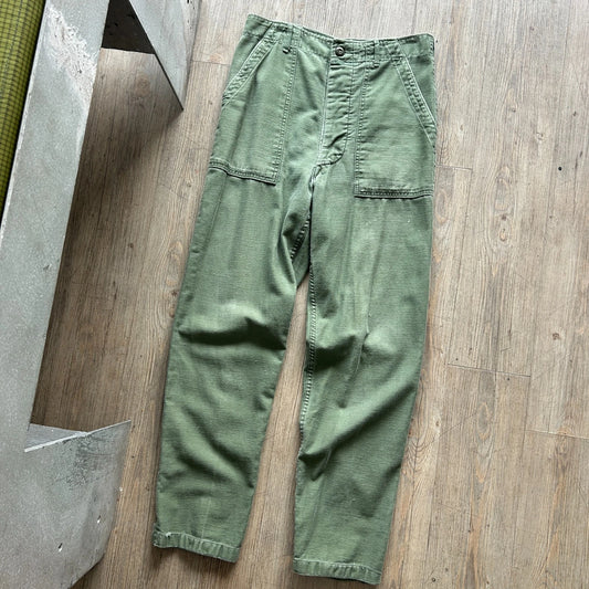 VINTAGE 60s 70s | OG-107 Sateen Cotton Trousers Type 1 Combat Pants W30 L30