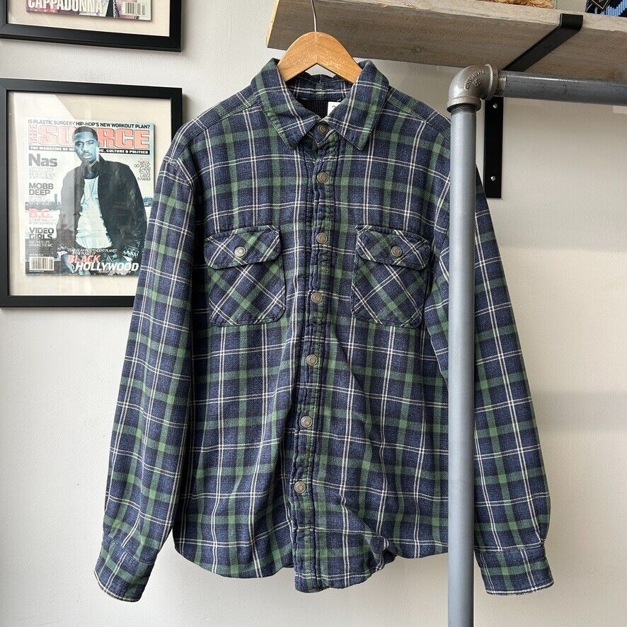 VINTAGE | Plaid Flannel Button Snap Thermal Lined Button Down Shirt sz L