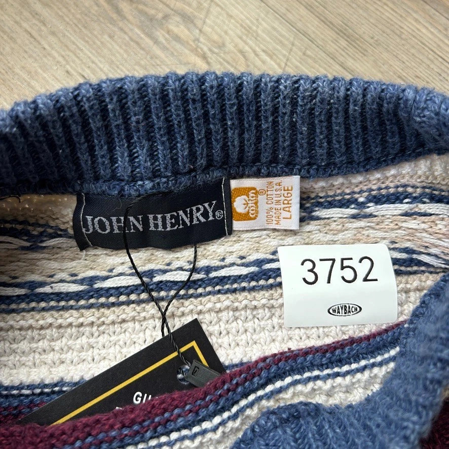 VINTAGE 90s | John Henry Cotton 3D Coogie Knit Sweater sz L