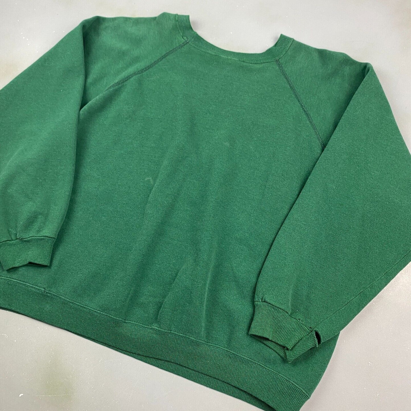 VINTAGE 90s Hanes Blank Green Crewneck Sweater sz X-Large Men MadeinUSA