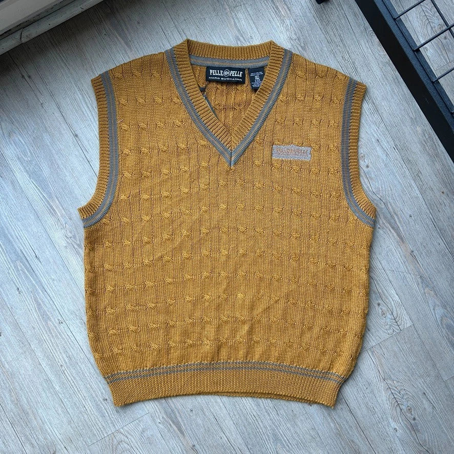 VINTAGE | Pelle Pelle Marc Buchanan Cable Knit Vest Sweater sz XL