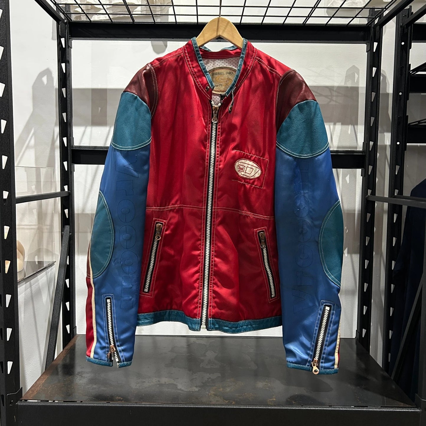 VINTAGE 90s | DIESEL Vrooom Cafe Racer Thrashed Nylon Bomber Jacket sz XL