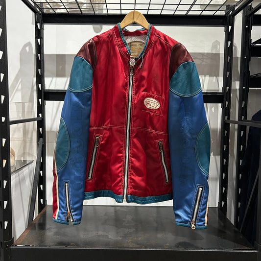 VINTAGE 90s | DIESEL Vrooom Cafe Racer Thrashed Nylon Bomber Jacket sz XL