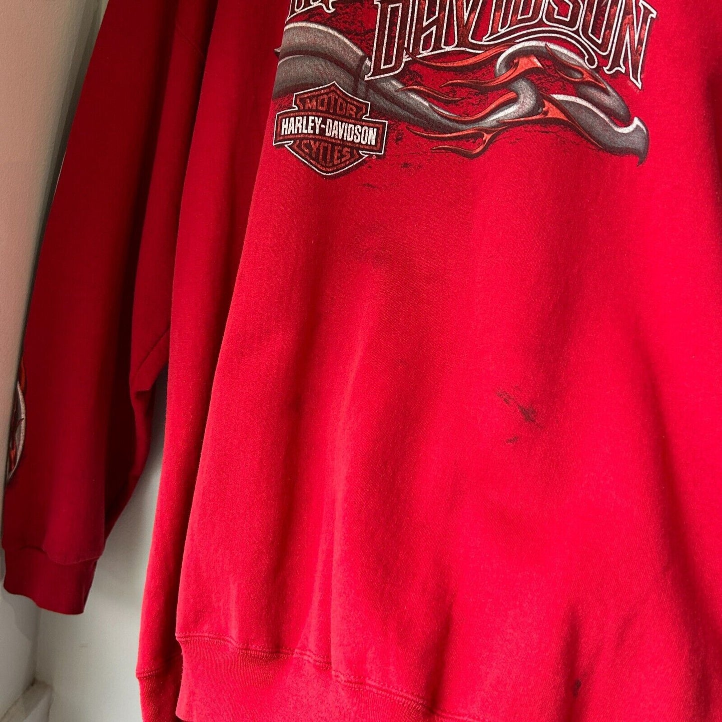 VINTAGE | Harley Davidson Biker Red Crewneck Sweater sz XL Adult