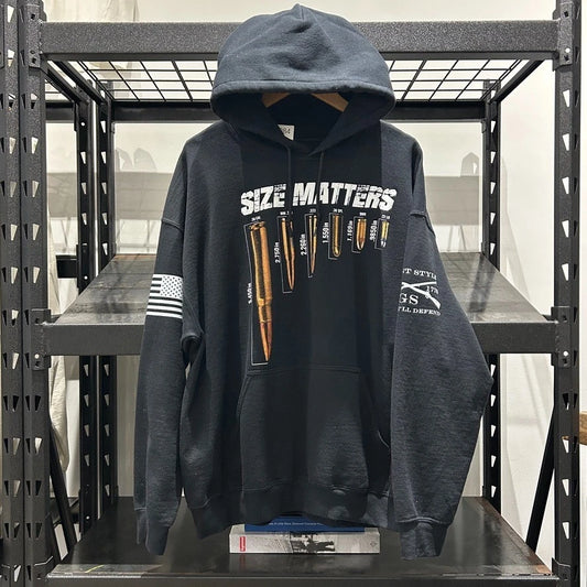VINTAGE | Size Matters Types Of Bullets Murica Grunt Style Hoodie Sweater sz XL