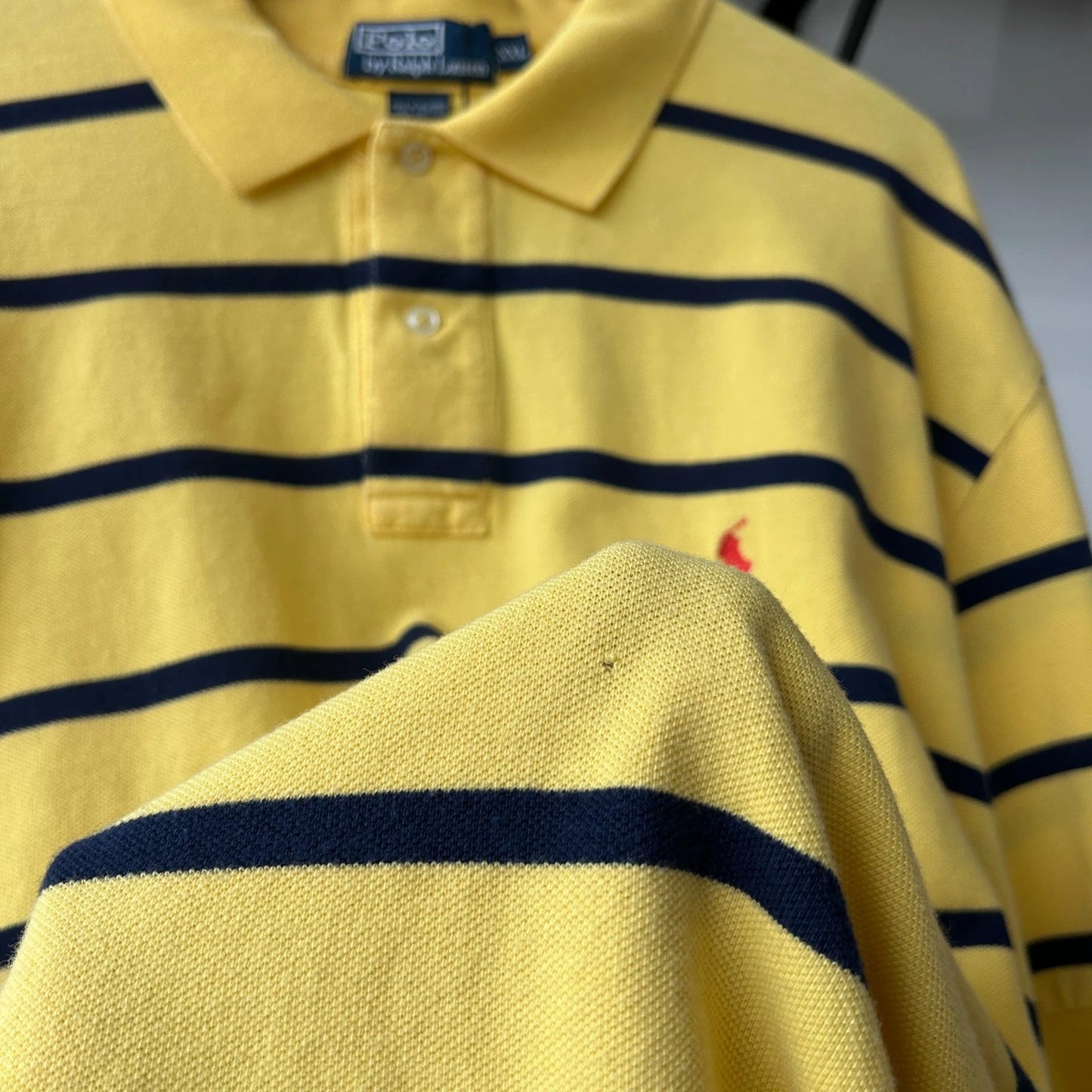 VINTAGE Y2k | Ralph Lauren Sm Pony Bumblebee Striped Polo Shirt sz 2XL