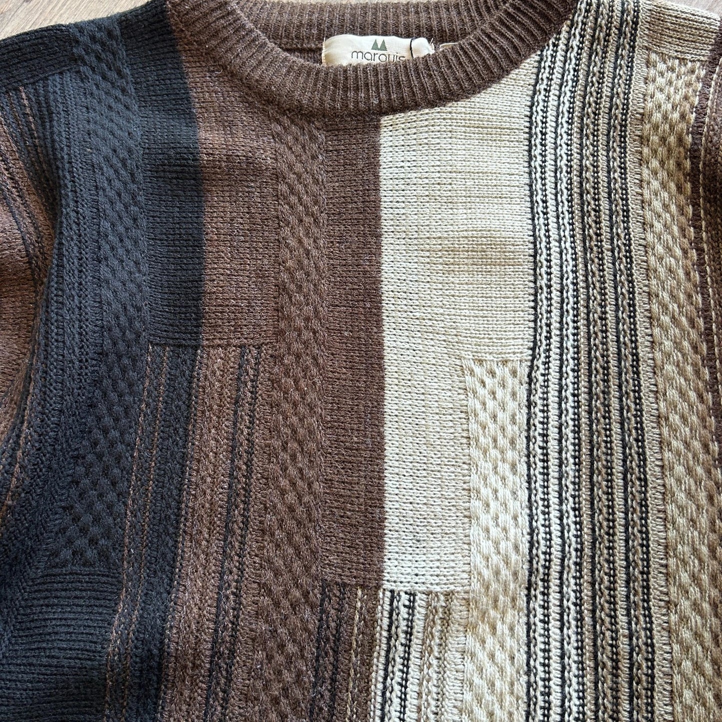 VINTAGE 90s | Marquis Vertical Striped Earthtone Knit Sweater sz L