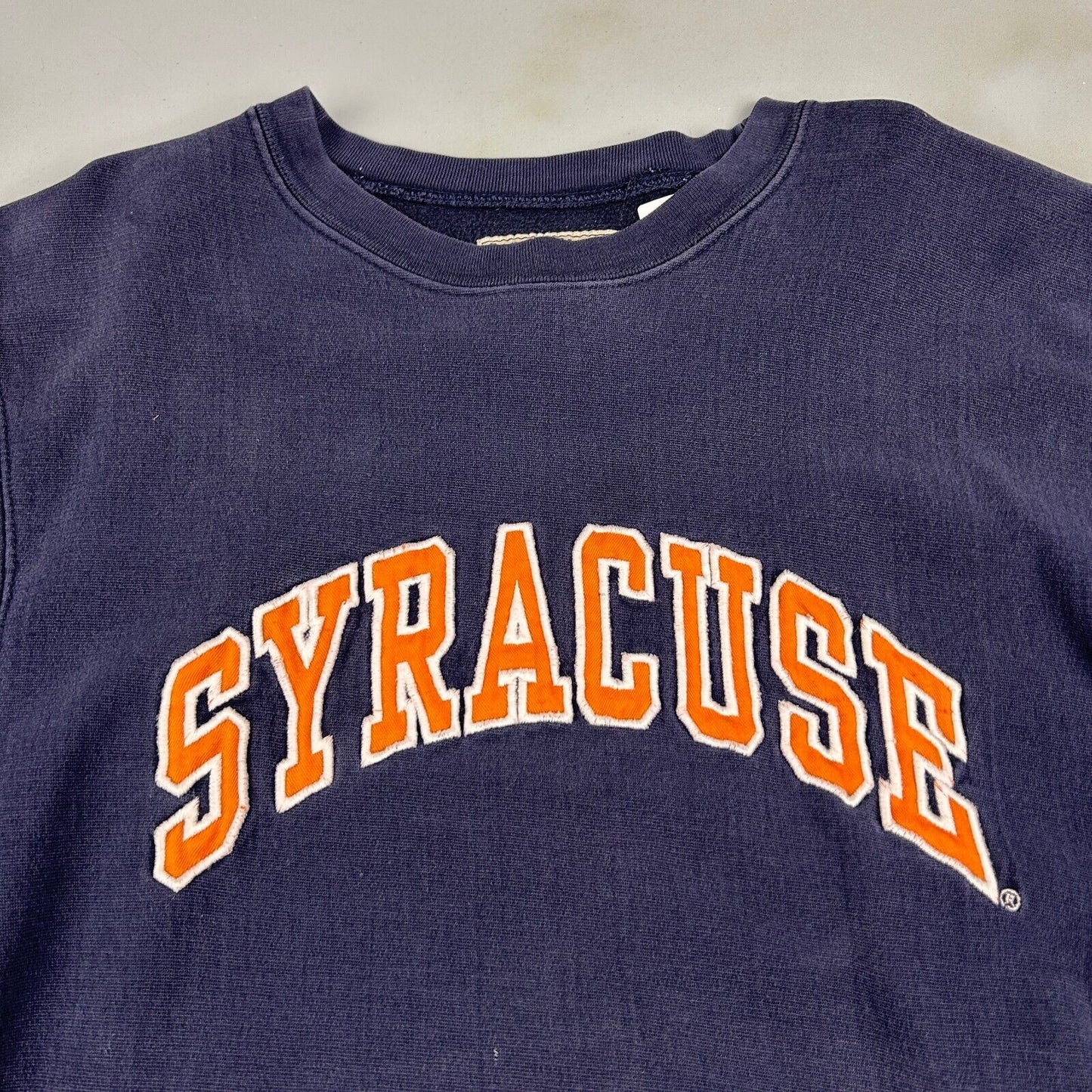 VINTAGE 90s | Syracuse Arch Logo Reverse Weave Crewneck Sweater sz L Adult