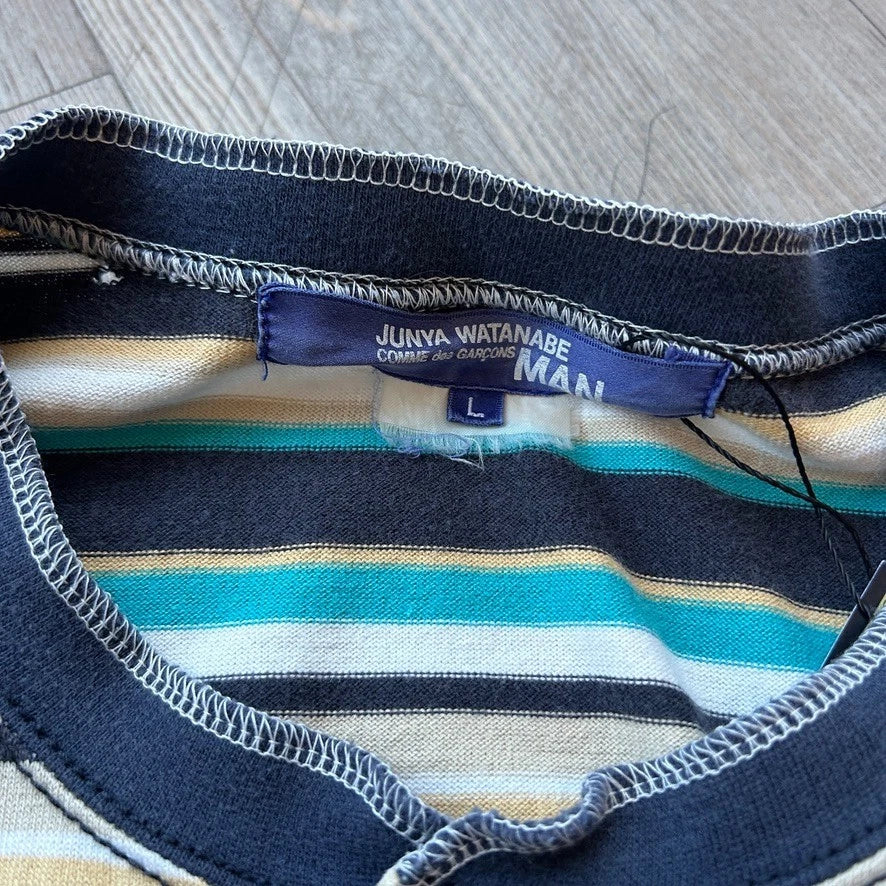 VINTAGE 2005 | Junya Watanabe Comme Des Garcons Man Striped Henley T-Shirt sz L