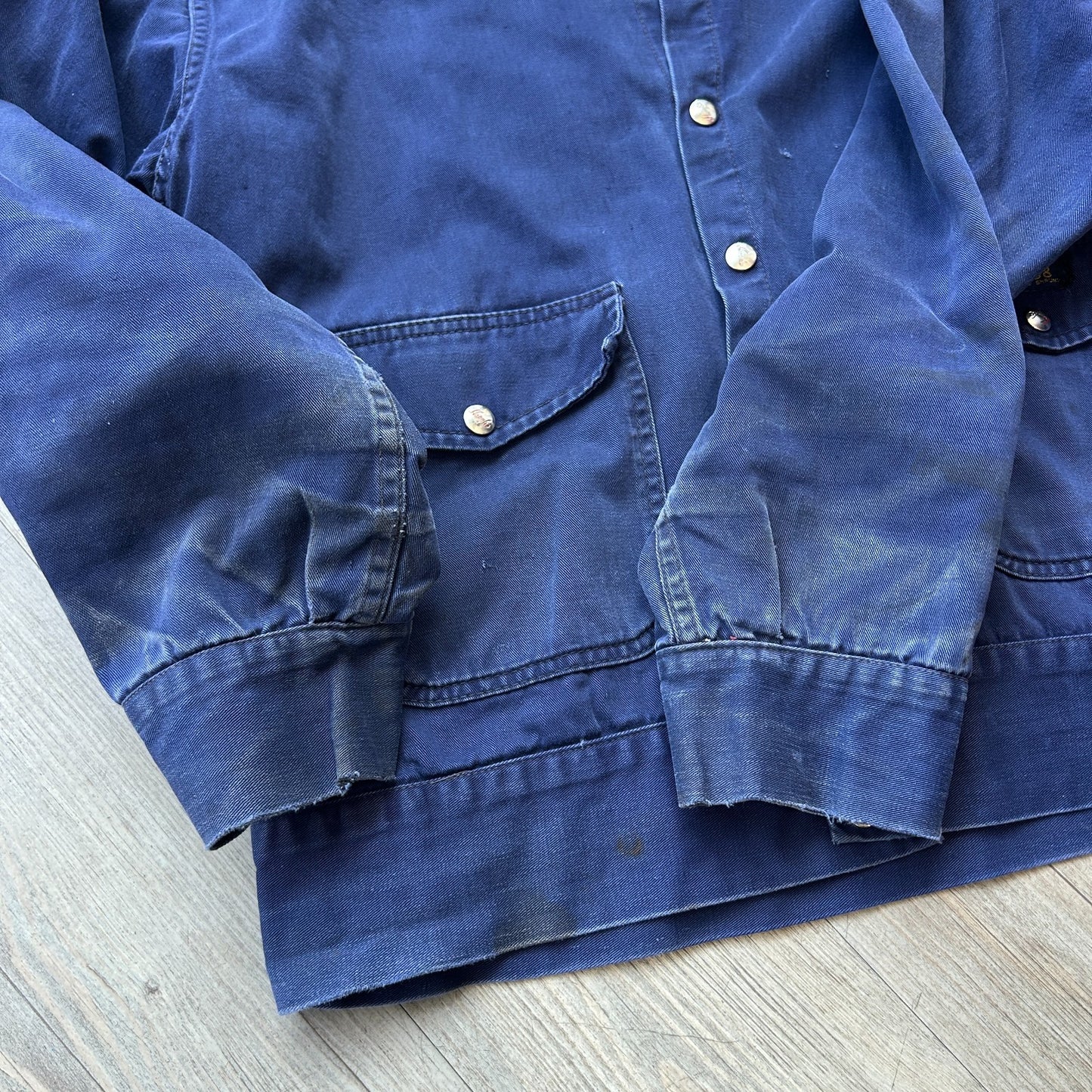 VINTAGE 1950s | Haughs Big 88 Button Snap Work Jacket sz L