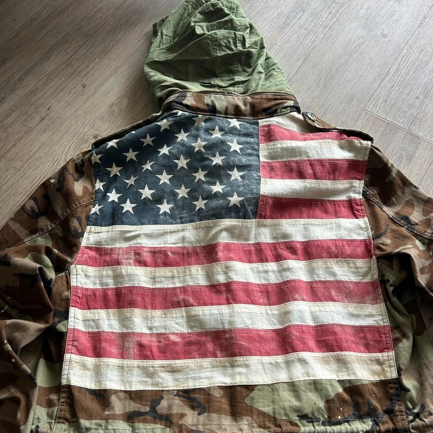Vintage Y2k | Denim & Supply Ralph Lauren USA Flag Camo M65 Field Jacket sz L