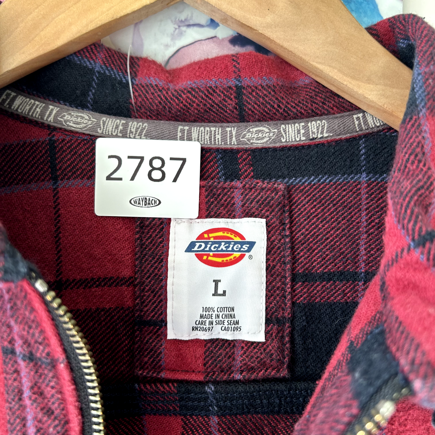 VINTAGE | 1990s Dickies Buffalo Plaid Zip Up Flannel Shirt sz L