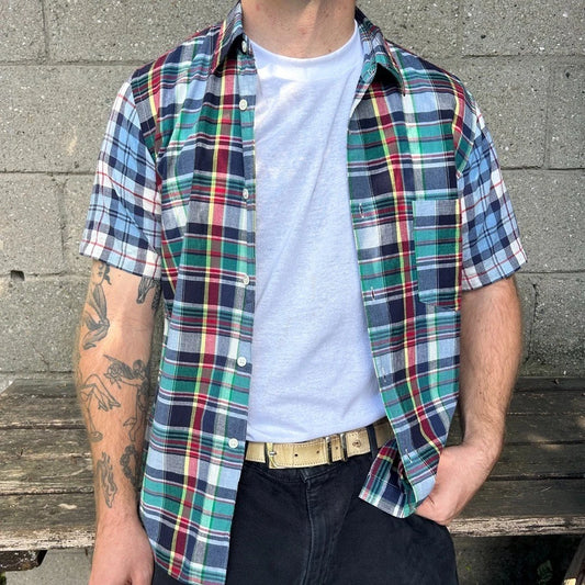 Comme Des Garcons Homme | Two Tone Plaid Short Sleeve Button Down Shirt sz S/M