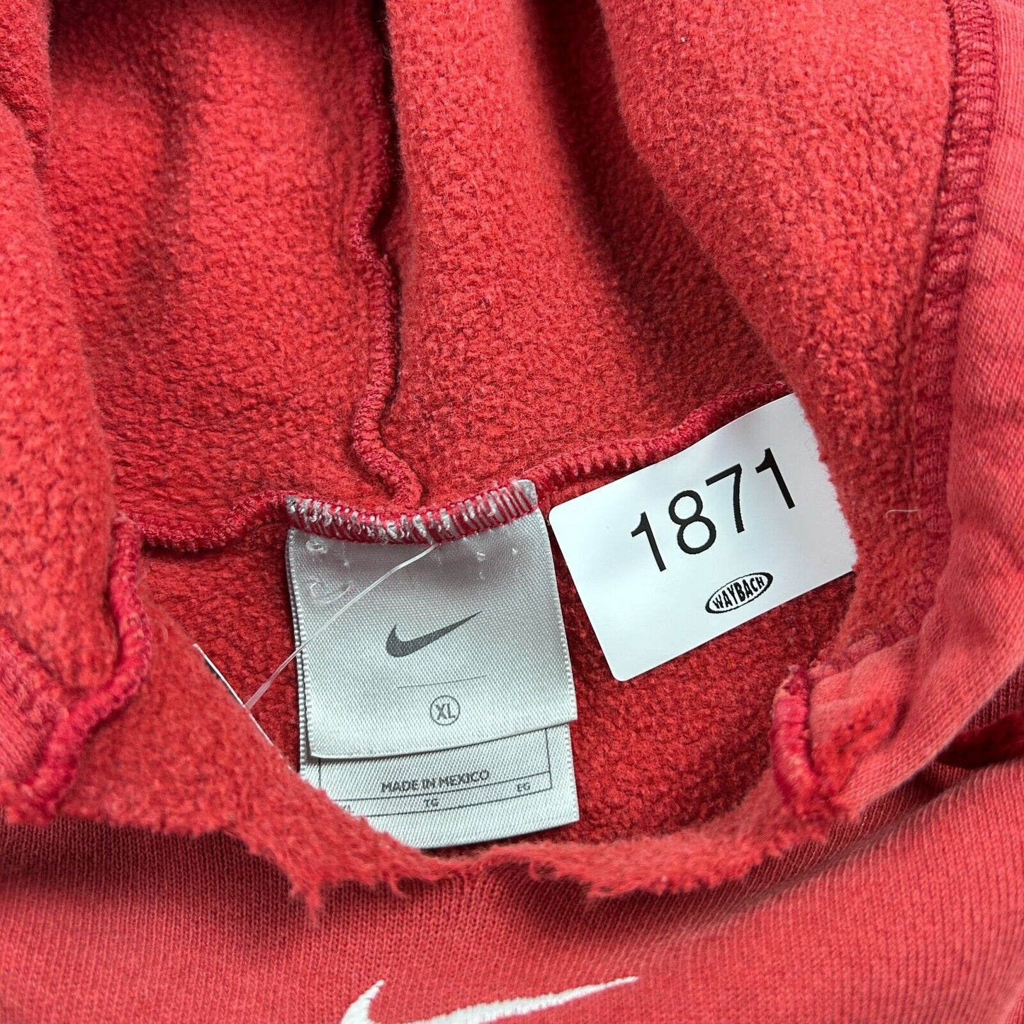 VINTAGE 90s | NIKE Mid Swoosh Faded Red Hoodie Sweater sz XL Adult