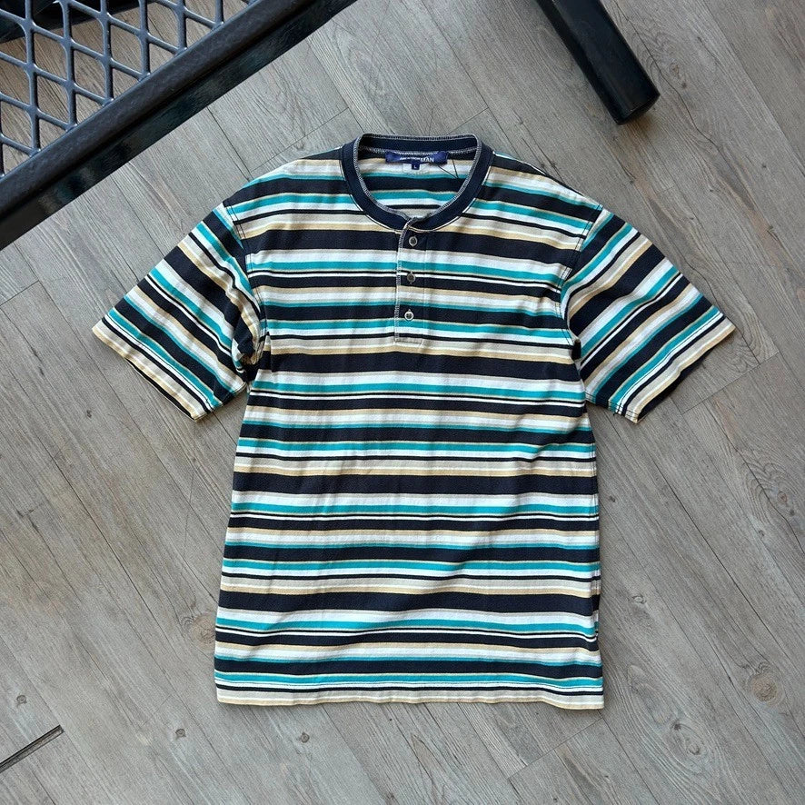 VINTAGE 2005 | Junya Watanabe Comme Des Garcons Man Striped Henley T-Shirt sz L