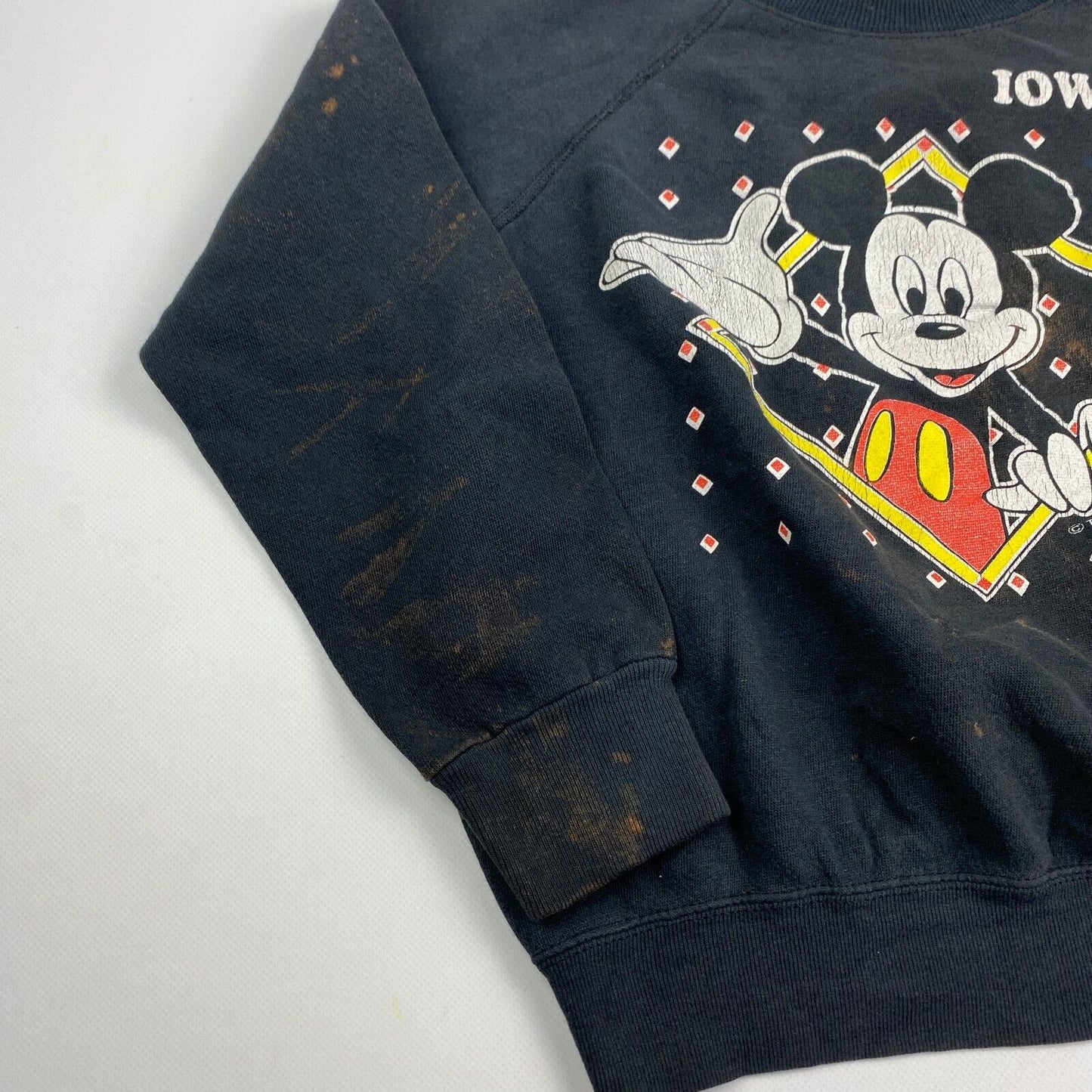 VINTAGE 90s Mickey Mouse Iowa Disney Crewneck Sweater sz Medium Mens