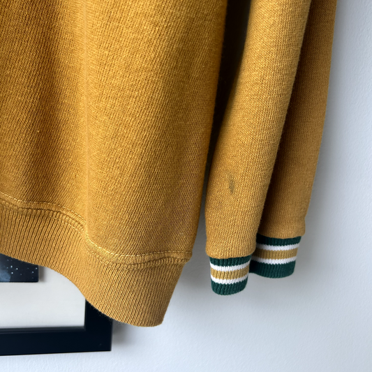 VINTAGE 1980s | Yellow Ribbed Raglan Blank Crewneck Sz Small