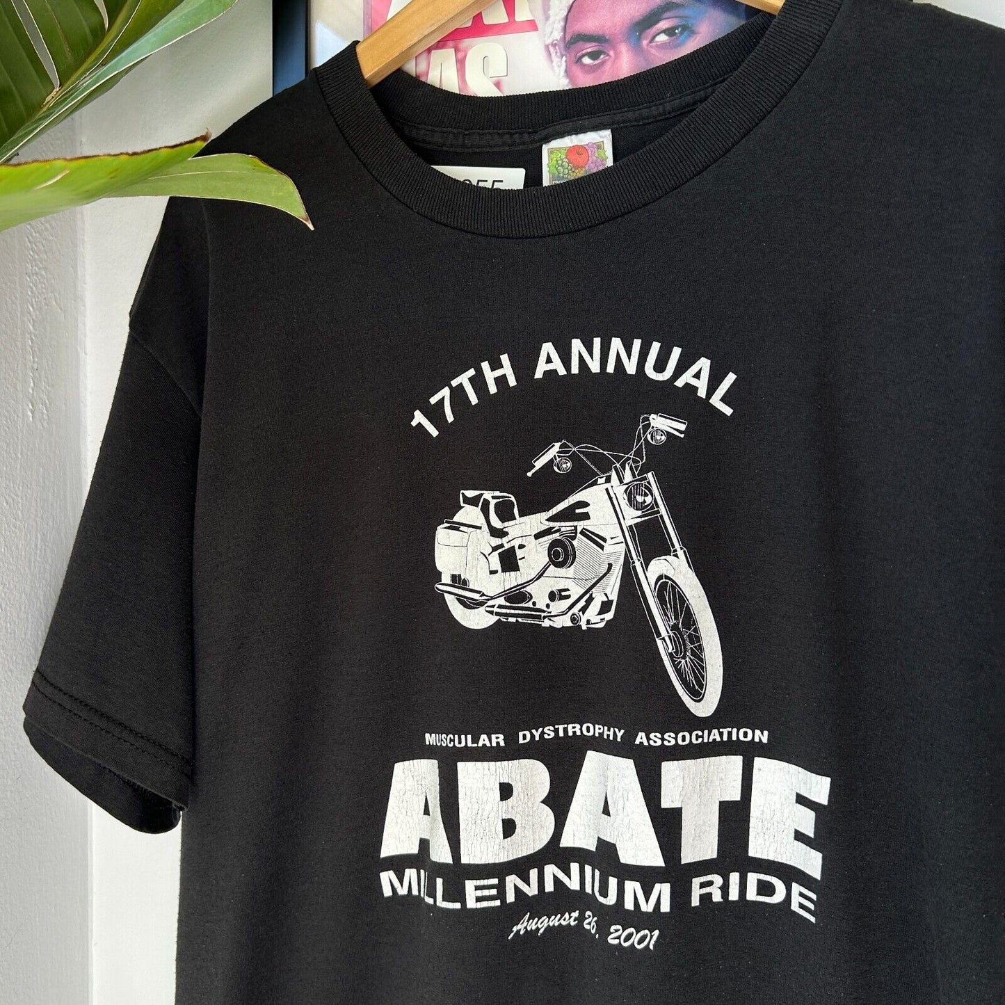 VINTAGE 2001 | Muscular Dystrophy Abate Millennium Ride Biker T-Shirt sz L Adult