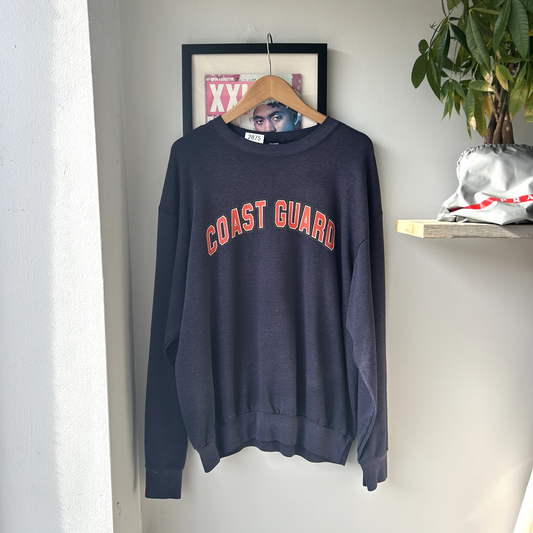 VINTAGE 90s | COAST GUARD Distresses Navy Blue Crewneck Sweater sz XL Adult