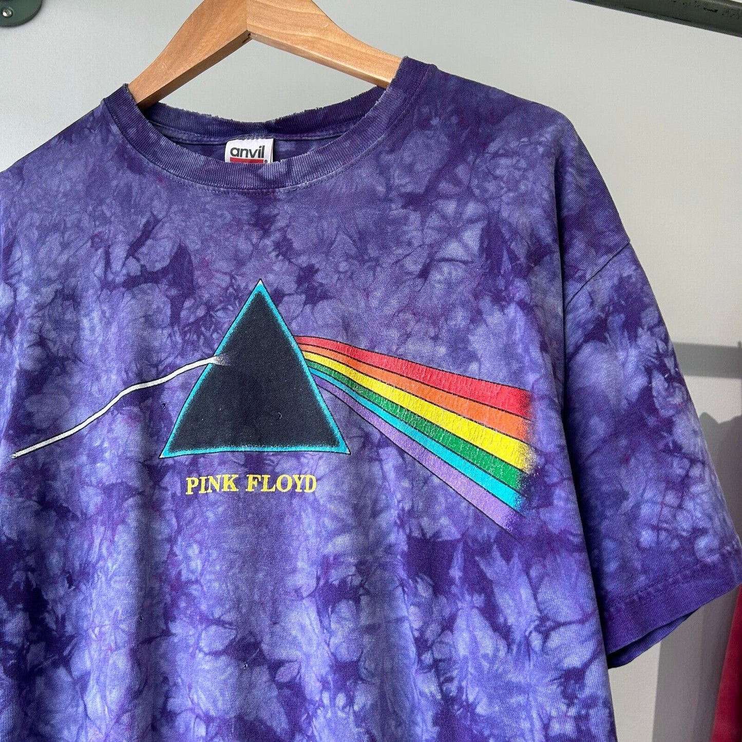 VINTAGE | PINK FLOYD Dark Side Of The Moon Tye Dye Band T-Shirt sz L Adult