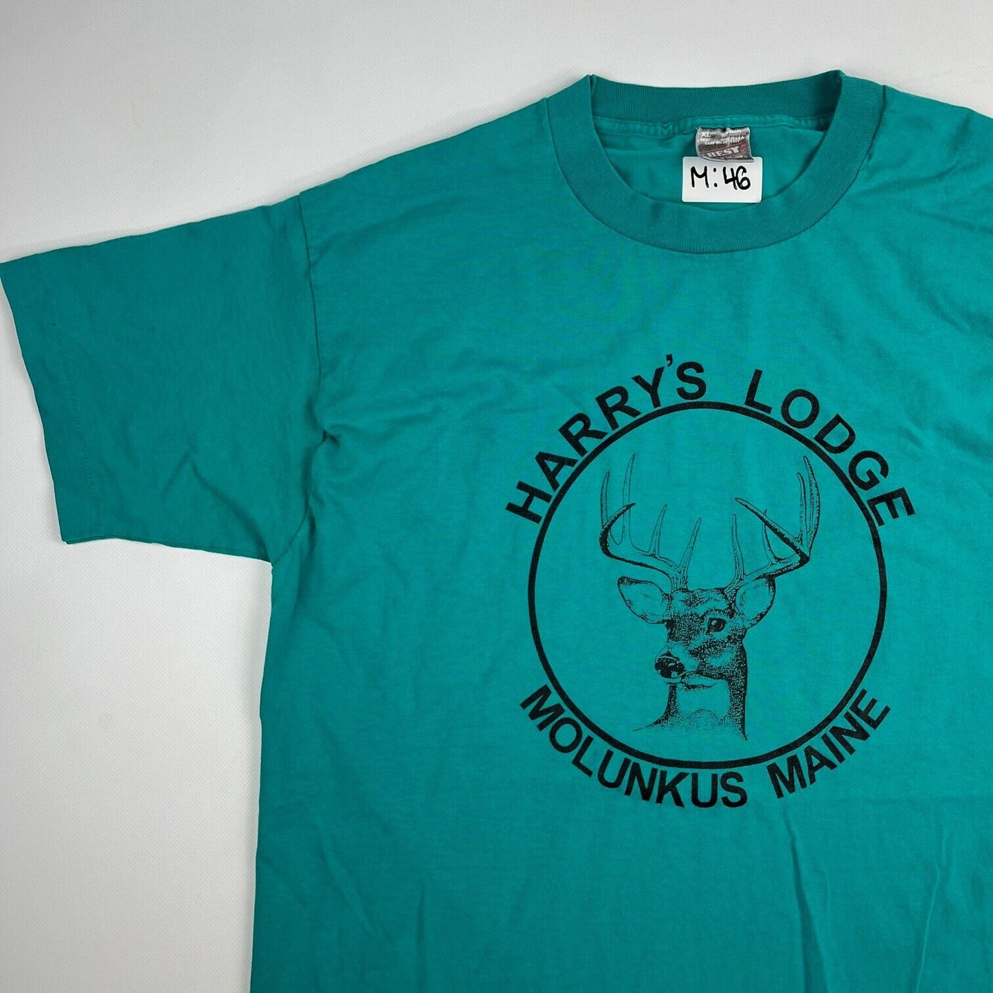 VINTAGE Harrys Lodge Maine Teal Shirt Adult Extra Large Hunting Men 90s