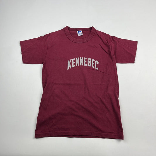 VINTAGE Kennebec Russell Atheletics Shirt Adult Small Burgundy Men 90s