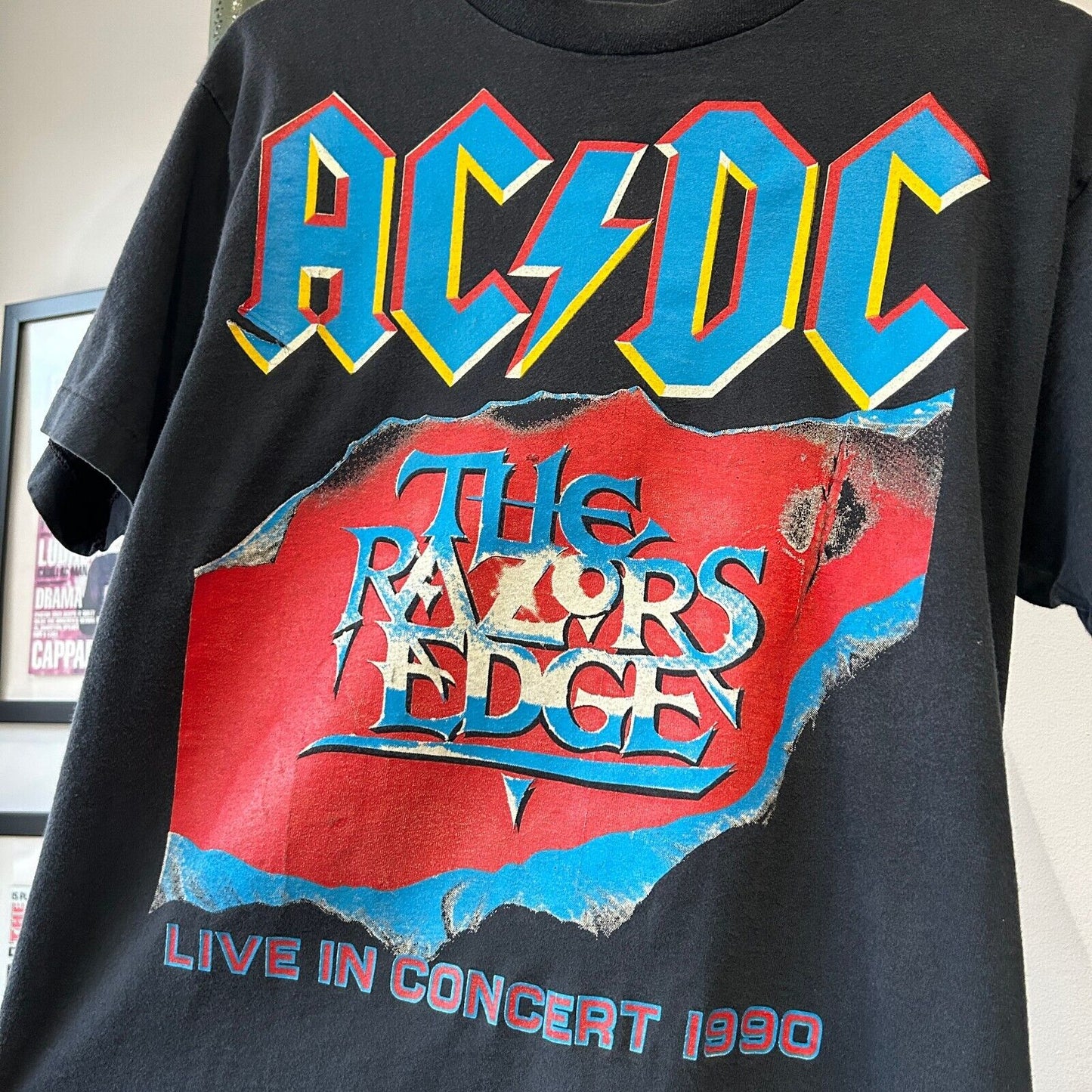 VINTAGE 1990 | ACDC The Razors Edges Concert Band T-Shirt sz M Adult